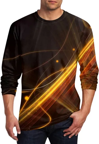 Vista 6 de Camisetas de verano para hombre, de manga larga, cuello redondo, casuales, básicas, atléticas, tallas S-4XL