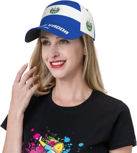 Vista 7 de Gorra de béisbol con la bandera salvadoreña de El Salvador con impresión completa 3D para adultos, unisex, ajustable, gorra patriótica de fútbol