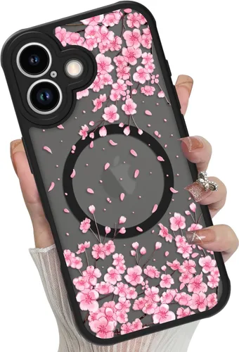 Vista 53 de Funda magnética para iPhone 17 Pro [compatible con MagSafe], bonita funda de moda con estampado de leopardo negro, translúcida, mate, parte trasera