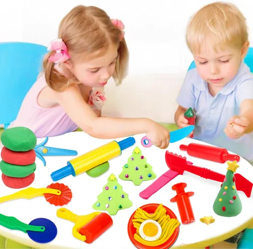 Vista 5 de Kit de herramientas de masa, 9 piezas básicas de arcilla y masa para niños, incluye rodillo, rodillos, tijeras de seguridad, extrusora de masa