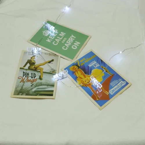Vista 6 de 128 clips para fotos, mini clip transparente de plástico transparente, pinzas para colgar tiras de luces de hadas, clips Polaroid como regalo