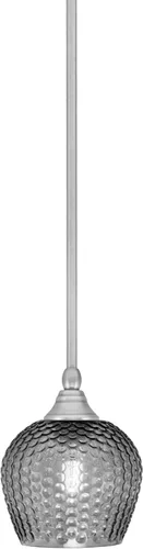 Vista 130 de Toltec Lighting Tallo Colgado Mini colgante, acabado de cobre negro, 3.5" cuadrado humo burbuja vidrio