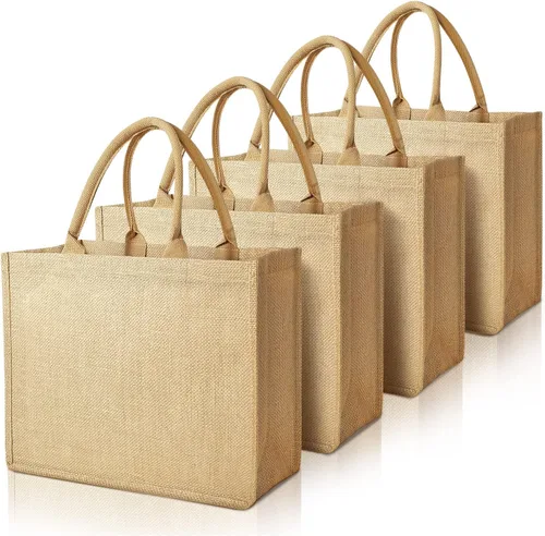 Vista 8 de Bolsas de yute con interior laminado y asas suaves