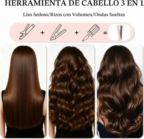 Vista 2 de Alisador y rizador de cabello 2 en 1, rizador de 1.25 pulgadas, color rosa