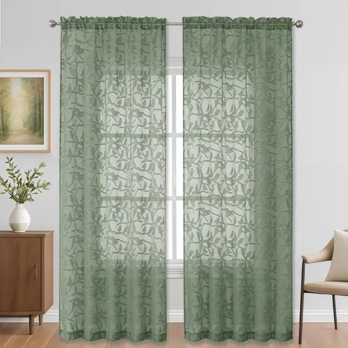 Vista 22 de OVZME Anji Clip Voile Sheer Tiers RD 2X30X36 Negro