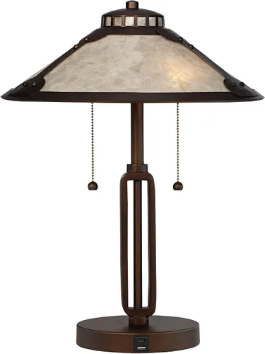 Vista 8 de Samuel - Lámpara de mesa pequeña de 20 pulgadas con USB y bronce frotado industrial Única