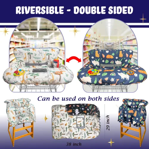 Vista 2 de Funda para carrito de compras para bebés y niños pequeños, funda impermeable para carrito de comestibles y silla alta, funda acolchada suave