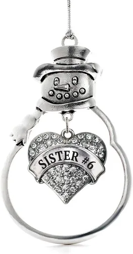 Vista 236 de Inspired Silver - Big Sis - Adorno de Navidad plateado - Adorno de árbol de Navidad con dije de corazón con circonita cúbica - Decoración colgante