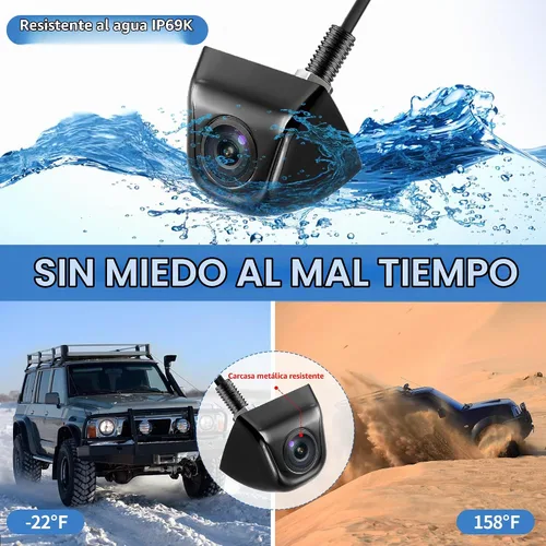 Vista 3 de Cámara de retroceso/frontal/lateral, HD 720P Metal OEM estilo 170 grados gran angular IP69K impermeable visión nocturna transparente cámara de Negro