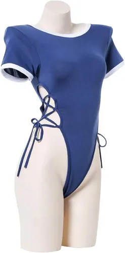 Vista 7 de YOMORIO Womens Cute Japanese Schoolgirl Uniform Lolita Anime Cosplay Lingerie Tie-Side Jumpsuit Babydoll