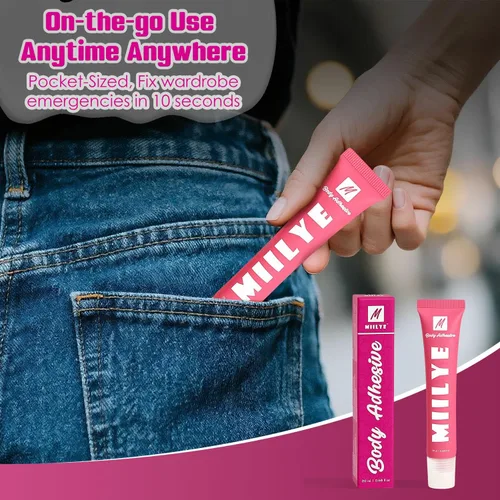 Vista 6 de Pegamento adhesivo corporal para ropa de 0.7 fl oz, a prueba de sudor, adhesivo de piel de lavado con agua, cinta adhesiva líquida segura para tela
