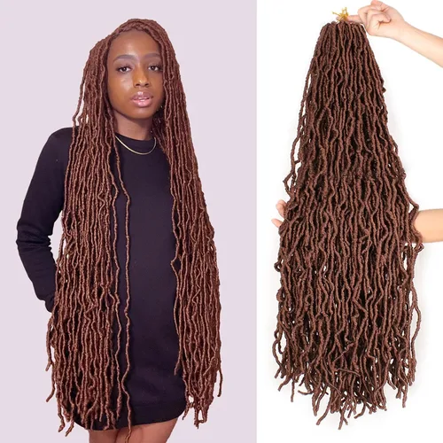 Vista 29 de Extensiones de pelo sintético, estilo diosa, rizado, ondulado, trenzas, pre-rizado, suave, para mujeres