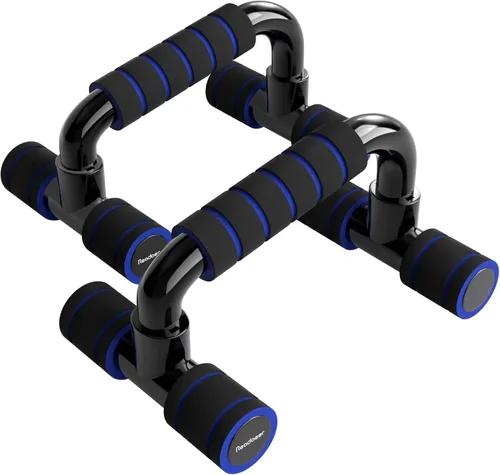 Vista 13 de READAEER Barras de Flexiones para Gimnasio, Equipo de Ejercicio, Fitness, 1 Par de Mangos de Flexiones con Agarre de Espuma Acolchada y Estructura