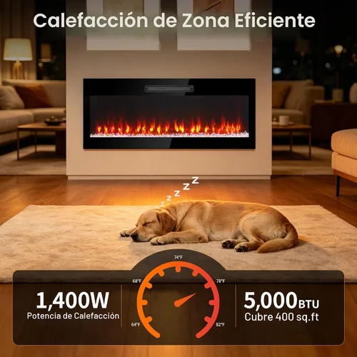 Vista 5 de Chimenea eléctrica de 36", 16 llamas ajustables, independiente/montada en pared/empotrada, inserto de chimenea de 1400W, chimenea eléctrica de pared