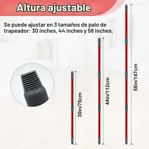 Vista 5 de Mango de fregona para Ocedar, base de cabeza de repuesto para mopa giratoria compatible con O Cedar, asas de trapeador giratorio de 4 secciones