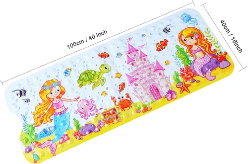 Vista 3 de Tapete de baño antideslizante para baño interior para niños, niñas y niños, tapete de ducha de animales marinos de dibujos animados, tapete de baño