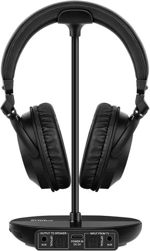 Vista 10 de SIMOLIO 737D Plus Auriculares Inalámbricos para Ver la Televisión con Modos de Cine y Diálogo Claro, Audífonos Duales Bluetooth con Volumen