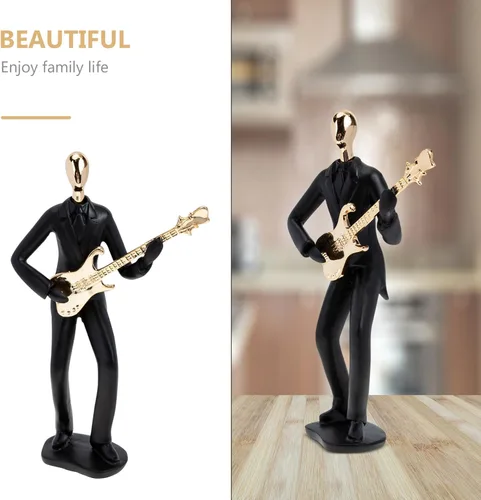 Vista 8 de ARTIBETTER Estatua de músico de guitarra, instrumento musical, guitarra, figura coleccionable, trofeo de música, adorno de escritorio para el hogar