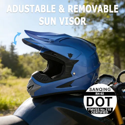 Vista 4 de Youth Dirt Bike ATV Off Road Motorcycle Helmets DOT Approved CS-MetalBlue