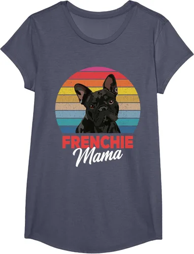 Vista 17 de Frenchie Mama - Camiseta divertida de regalo para niñas y perros Bulldog Francés, Negro, S