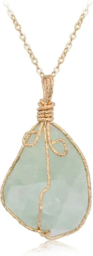 Vista 2 de Juego de 3 aretes de piedras preciosas naturales curativas con dije chapado en oro envuelto en alambre verde fluorita citrina amatista juego de joyas