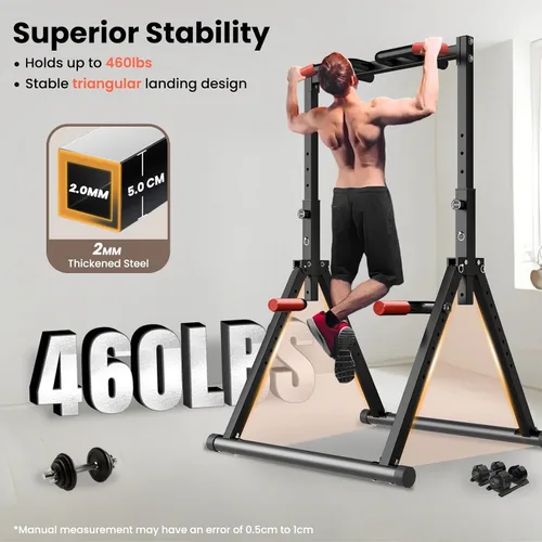 Vista 3 de WATBKHE Power Tower Pull Up Dip Station, Pull Up Bar Free Standing Negro 01