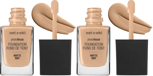 Vista 22 de wet n wild - Base líquida Photo Focus con acabado mate, vegana y libre de crueldad animal, color ámbar beige (Amber Beige)