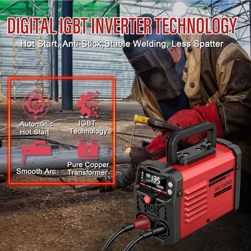 Vista 5 de MMA-135PRO Soldador de palo 110V, Lift TIG 2-en-1 Mini soldador para Rojo