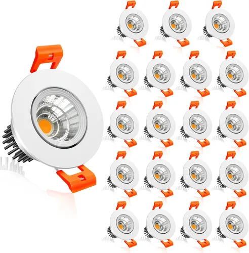 Vista 8 de inShareplus Downlight LED de 2 pulgadas, iluminación empotrable de 3 W, regulable, luz blanca cálida de 3000 K, CRI80, luces de techo