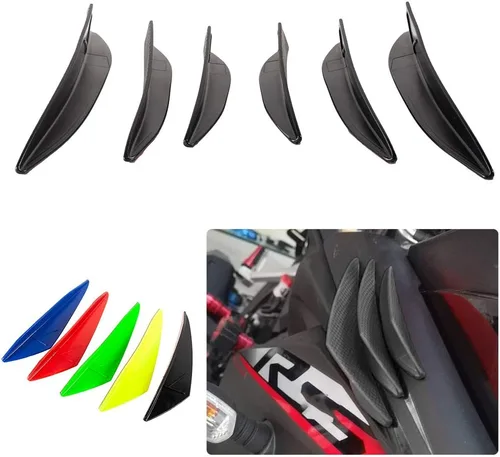 Vista 6 de Kit de alerón lateral aerodinámico delantero para motocicleta Accesorios de carenado para bicicleta deportiva/de calle para R1/R15/R3/R6 para Negro
