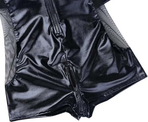 Vista 6 de Moily Bodycon - Maillot de manga corta de piel con cremallera para hombre
