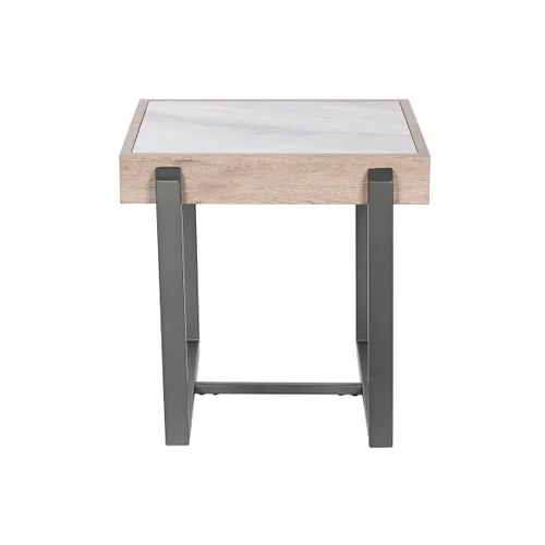 Vista 5 de Mesa auxiliar Home ESPRIT Blanco Gris Natural Metal 50 x 50 x 50 cm