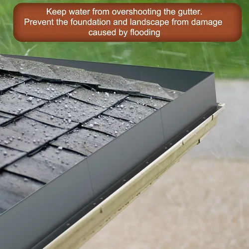 Vista 4 de BJADE'S Gutter Valley - Protector contra salpicaduras, 4 unidades de aluminio para techos rectos, planos, esquinas, 10 pulgadas cada uno