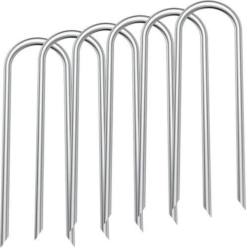 Vista 9 de Estacas para trampolín en forma de U, de metal resistente de 12 pulgadas, estacas de viento para metas de fútbol, tiendas de campaña, decoración