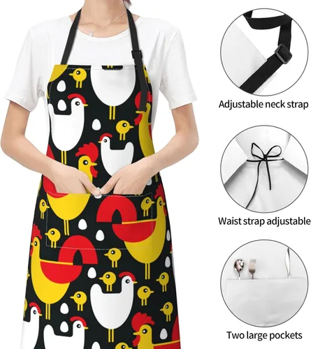 Vista 4 de Delantal ajustable con babero para hombres y mujeres, chef, cocina, barbacoa, parrilla