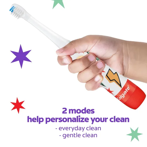 Vista 5 de Colgate Advanced Cavity Fighter - Cepillo de dientes con batería para niños, incluye batería AA y cabezal de cepillo de dientes extra, cuenta