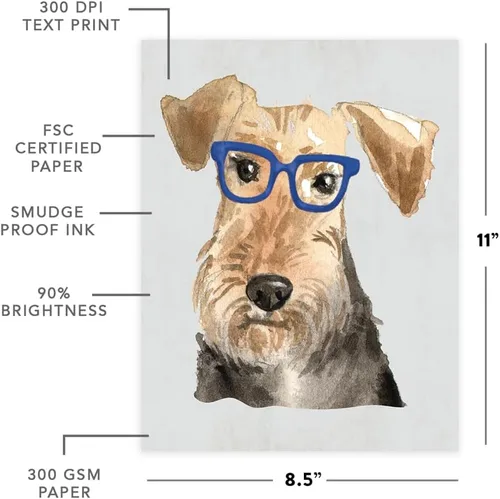 Vista 33 de Andaz Press Póster impreso para pared de perro, 8.5 x 11 pulgadas, Bulldog inglés con gafas negras, 1 paquete, regalo de cumpleaños de Navidad, sin
