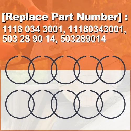 Vista 2 de Anillos de pistón de 1.811 in para Stihl 028 029 034 MS191 MS290 BR400 SR400 Parte 11180343001, 10 x Anillo de pistón