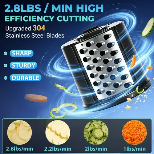 Vista 4 de Rallador eléctrico de queso 6 en 1 de acero inoxidable 800 W