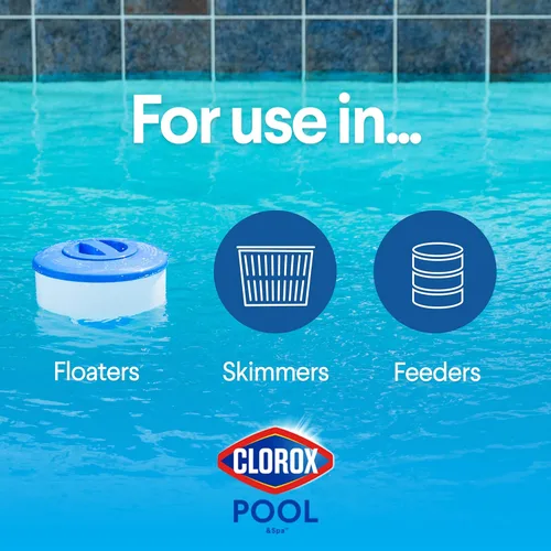 Vista 4 de Pastillas para cloración de larga duración Clorox Pool & Spa 23005 CLX Xtra Blue, de 3 pulgadas y 5 libras.