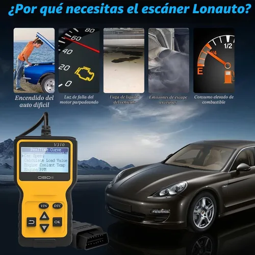 Vista 3 de Herramienta de escaneo OBD2 para auto, lector de códigos de falla del motor del vehículo, herramienta de escaneo de diagnóstico CAN, comprueba