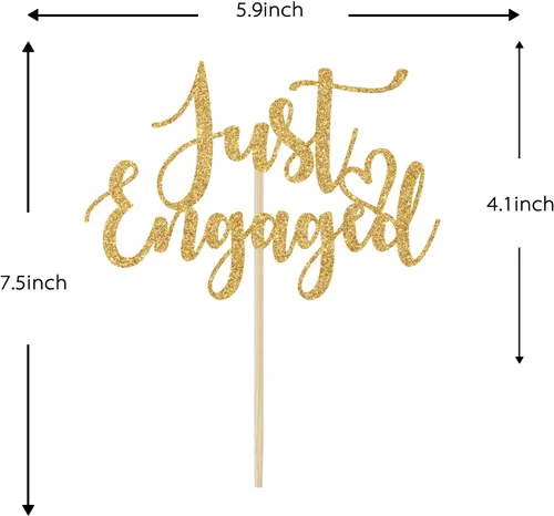 Vista 4 de Decoración de pastel Just Engaged para decoraciones de fiesta de compromiso, decoración de tartas con texto en inglés "We Engaged", decoración