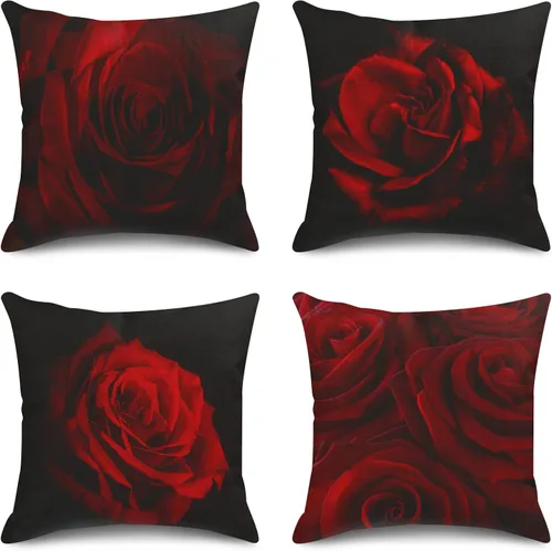 Vista 12 de Sanwarm Juego de 4 fundas de almohada decorativas para decoración del hogar, 16 x 16 pulgadas, fundas de almohada para sofá, fundas de almohada