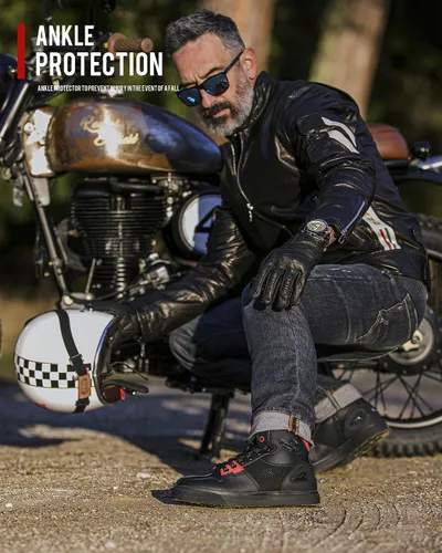Vista 2 de Grapelet Zapatos de motocicleta para hombre, antideslizantes, botas protectoras de motocross con cremallera lateral, soporte de tobillo