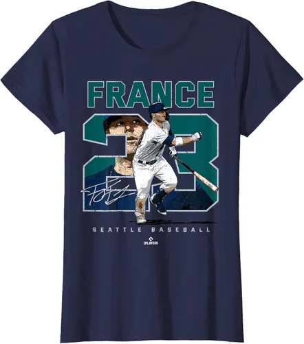 Vista 12 de Number and Portrait Ty France Seattle MLBPA Camiseta, Negro