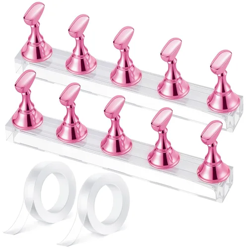 Vista 8 de Soporte de uñas para prensa, puntas de uñas magnéticas, soporte de uñas para pintar uñas, diseño de uñas postizas con masilla adhesiva reutilizable