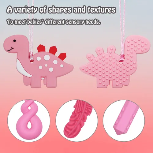 Vista 2 de Collar masticable para niños y niñas, paquete de 6 collares masticables sensoriales para niños autistas o adultos con TDAH, SPD, ansiedad, juguete