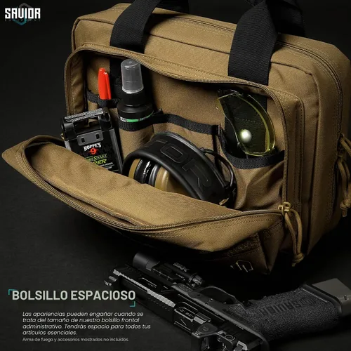 Vista 5 de Savior Equipment Specialist Series Tactical Double Scoped Handgun Firearm Case Pistol Bag For Outdoor Hunting Shooting Range, Lockable Compartment
