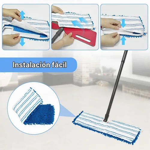 Vista 7 de Paquete de 3 cabezales de repuesto compatibles con la mopa Ocedar de microfibra de doble acción, repuestos de trapeador de doble cara con microfibra