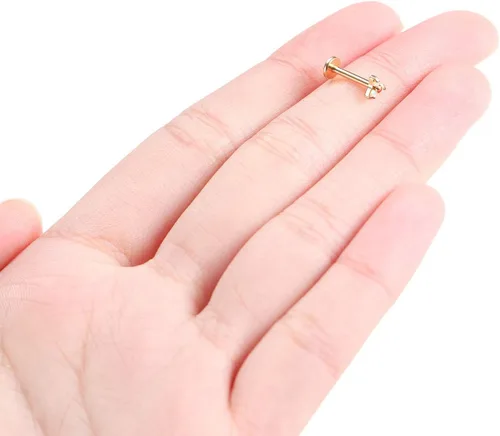 Vista 5 de GAGABODY Labret Studs 16G 60.315 in G23 Titanium BallCZOpal Top Press Fit Threadless Push-in Labret Labret Lip Monroe Tragus Stud Bisel Push Back